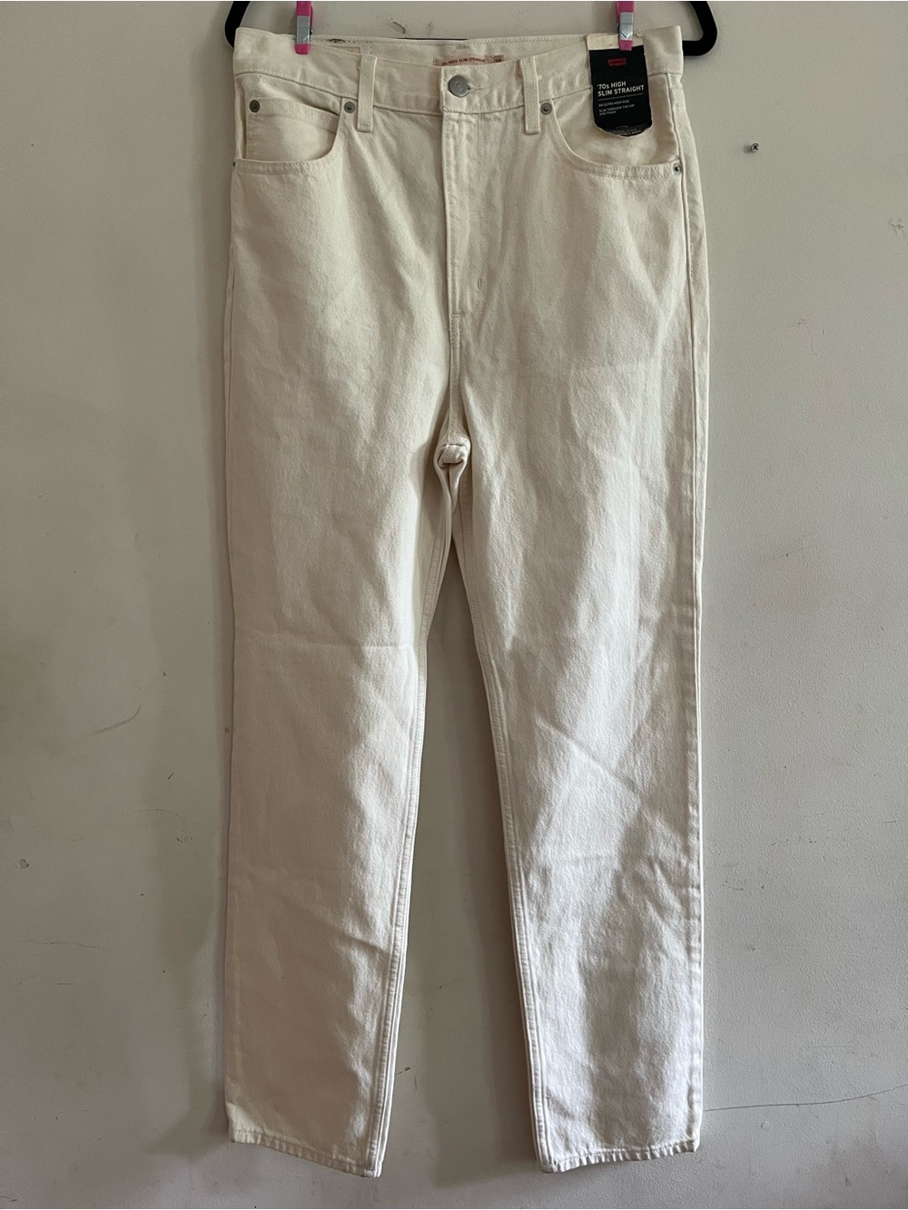 Levi's 70s High Slim Straight White Jeans 29 Tall Western Minimalist NWT